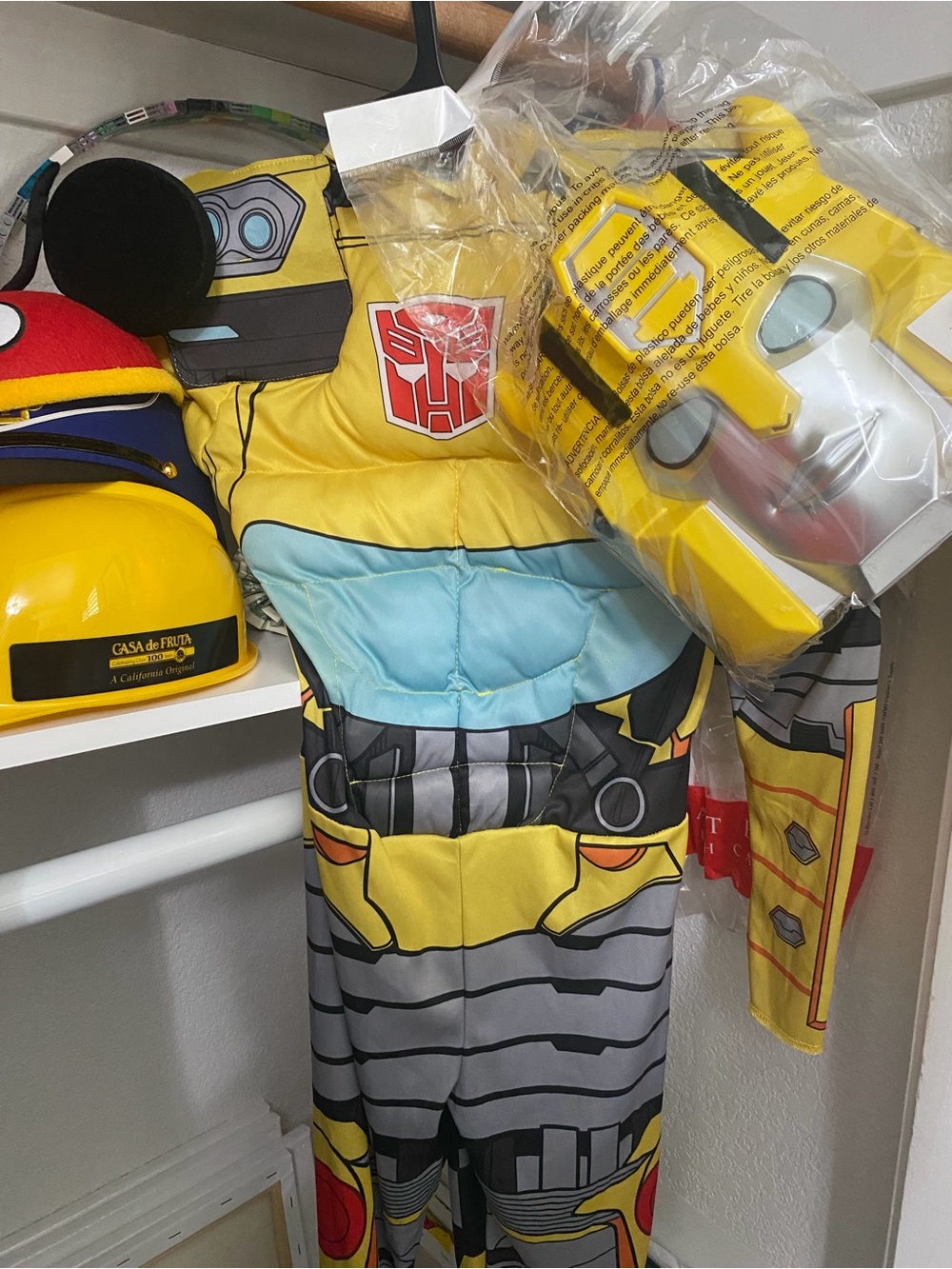 Hasbro Yellow and Light Blue Transformer Robot Costume with Mask